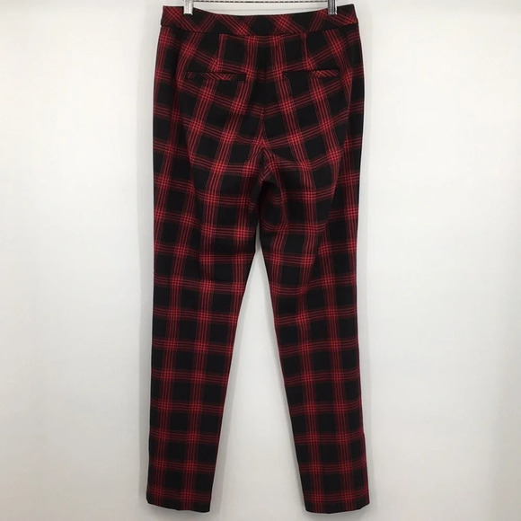 J Jill Pants Womens‎ 8 Red Black Plaid Stretch Bi Stretch Skinny Leg Trouser - Picture 5 of 13